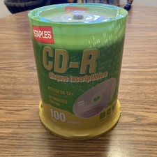 Staples CD-R 80 Minute Recording 700 MB, 52x Speed, 100 Disc Pack SEALED Blank