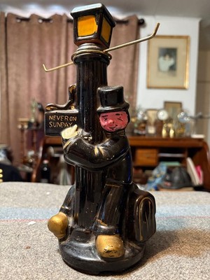 Vintage 1960s 'NEVER ON SUNDAY' Drunk on Light Post Enesco Japan Decanter no cup