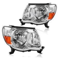 Headlight Assembly Compatible with OE - Chrome/Amber/Clear Fit 05-11 Tacoma