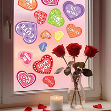 9 Sheets 70 Pcs Valentine'S Day Window Clings, Jumbo Heart Window Stickers for G