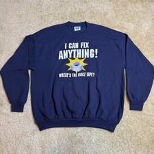 Lee Duct Tape Graphic Sweatshirt Mens 2XL Navy Funny Crewneck Made In USA VTG