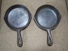 Vintage Piqua Ware #3 + Wagner ware #3 skillet NICE