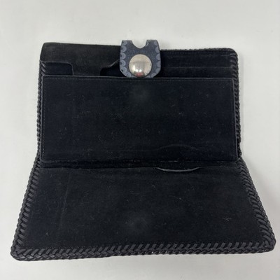 こめ Lucky Brand Leather Wallet BUTTERFLY Bird Flowers Navy Blue