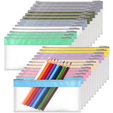 25 PCS Clear Pencil Pouch 7.3x3.9 Inch PVC Waterproof Zipper Case Bag
