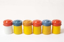 C13299 Six 6 Vintage Kodak 35 Metal Film Canisters Various Colors Empty