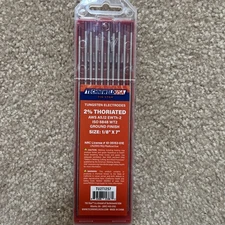 Techniweld USA TIG Star TU2T1257 tungsten electrodes 1/8" x 7" Brand New 10 pack