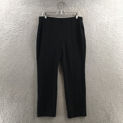 Chicos Straight Leg Ankle Pants Womens 1 Black Mid Rise Back Pocket Side Zipper