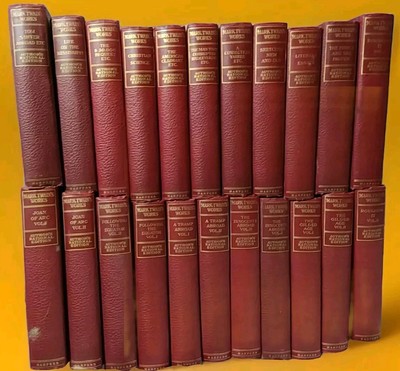 ANTIQUE MARK TWAIN BOOK LOT OF 22 VOLUMES SPECIAL NATIONAL EDITIONS 1907 RARE