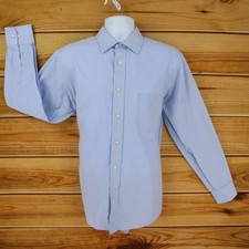 Chaps Dress Shirt Wrinkle Free Mens Size L Blue Cotton Blend Point Long Sleeve