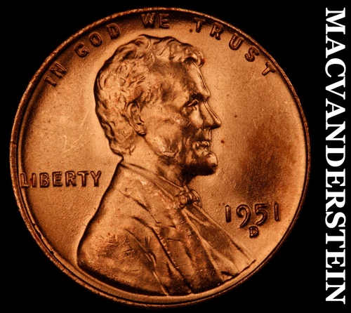 1951-D Lincoln Wheat Cent- Choice Gem Brilliant Uncirculated Luster #J1799