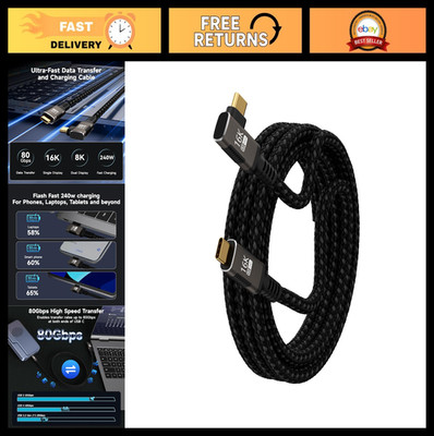 10FT Right Angle USB C Cable, 240W Fast Charging, 16K/8K Video Output, 80Gbps Da