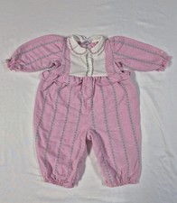 Vintage Oshkosh 12 Month Baby Girl Pink Checkered Ruffle Romper Floral Stripe