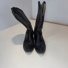 Dan Post Western Boots Mens 10 Black Lizard Exotic Vintage Cowboy **See Pics**