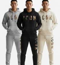 Men's Icon Tracksuit Hoodie Joggers Set 2 Piece Sportswear Gym Lounge wear S-XL