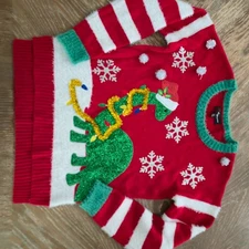 33 Degrees Ugly Christmas Sweater Dinosaur Women's Size Medium