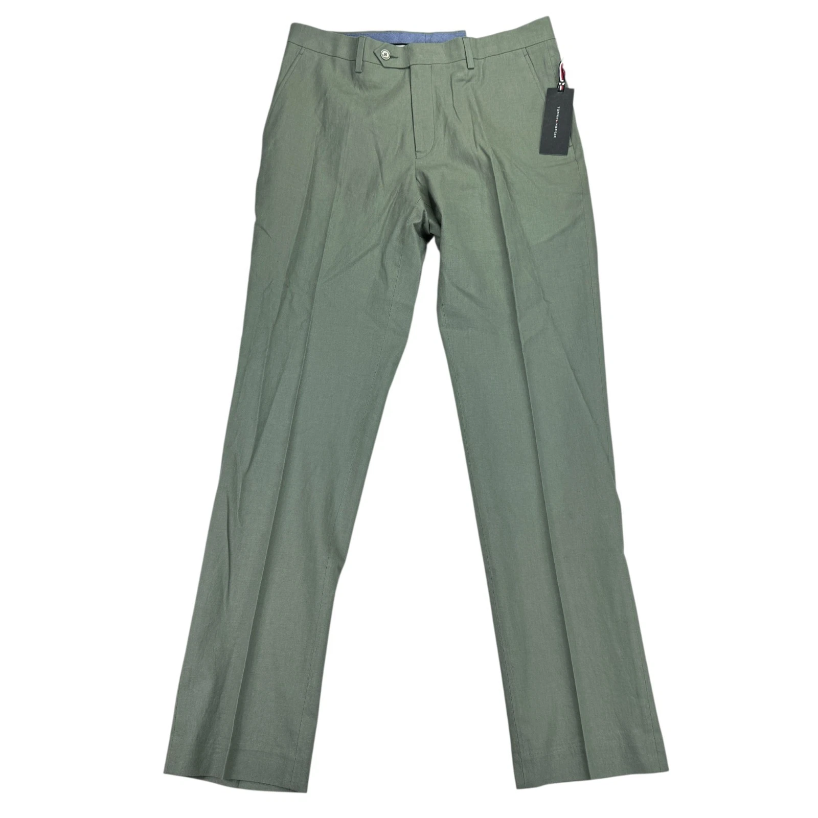 Tommy Hilfiger Mens Hall Modern Fit Linen Blend Suit Pants Sage Green 32x32