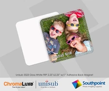 Unisub 5523 Gloss White FRP 2.25”x2.25” w/1” Adhesive Back Magnet Case Qty: 50