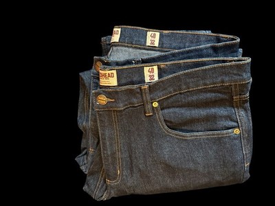 2 RedHead Since 1856 Mens Straight Leg Dark Wash Blue Denim Jeans 5-Pocket sz 40