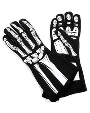 RJS Racing Equipment Single Layer White Skeleton Gloves Large