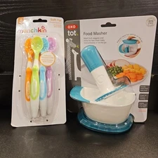 NWT Baby Food Set OXO Tot Food Bowl & Munchkin Soft Tip Spoons 3+
