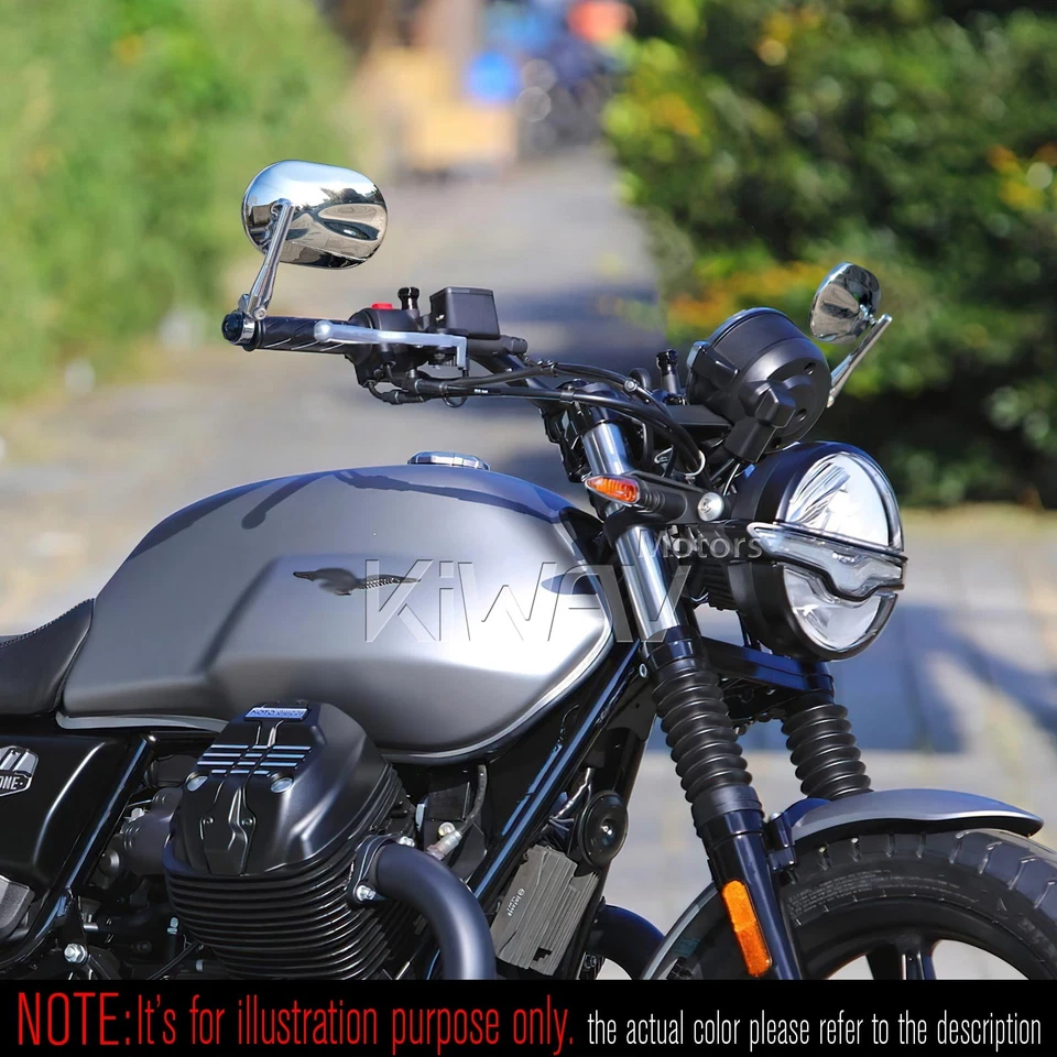 Bar end mirrors STARK sleek chrome oval for Guzzi Audace V9 threaded OEM bar - Image 2 of 4