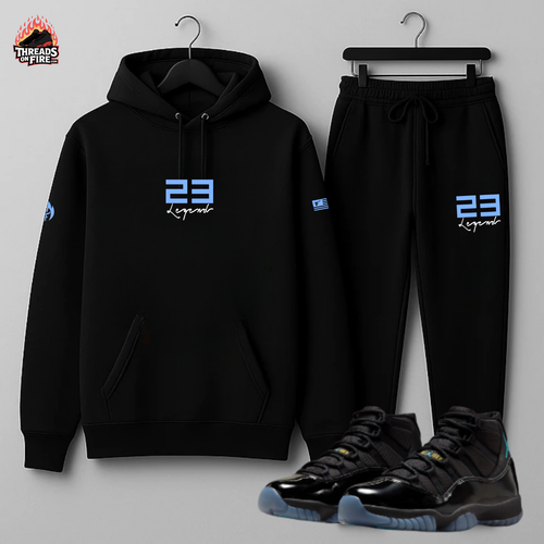 Black Sweatsuit Hoodie Sweatpants 23 Legend Tracksuit To Match Jordan 11 - 第 1/7 張圖片
