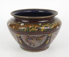 Antique Japanese Cloisonne Goldstone Pot Jardiniere Censer Incense Burner