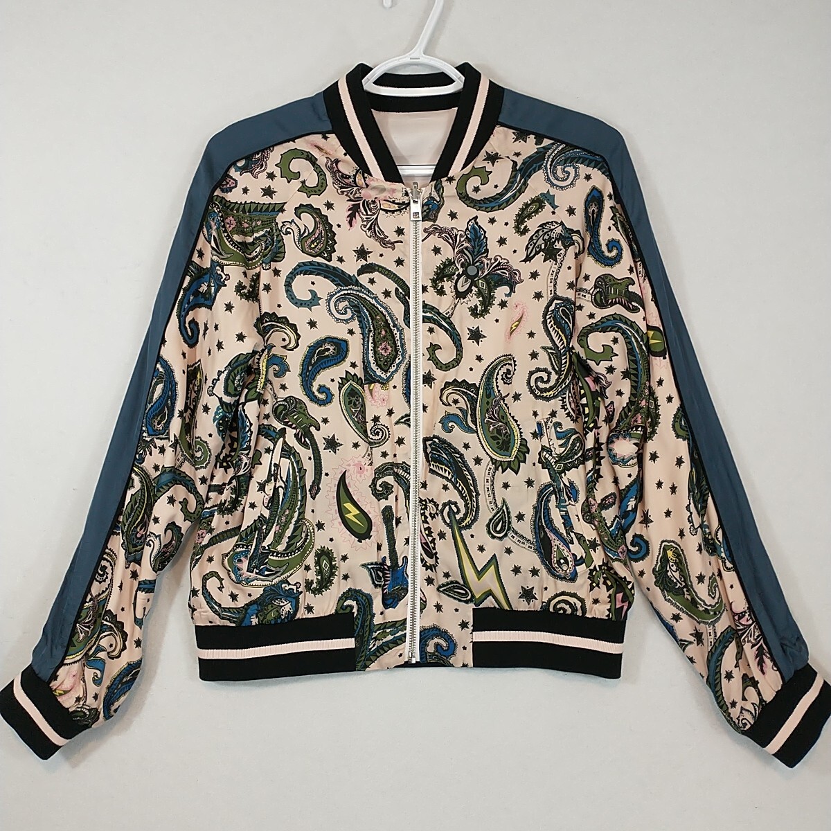 Zadig Voltaire Billy Bomber Jacket Paisley Satin Reversible Full
