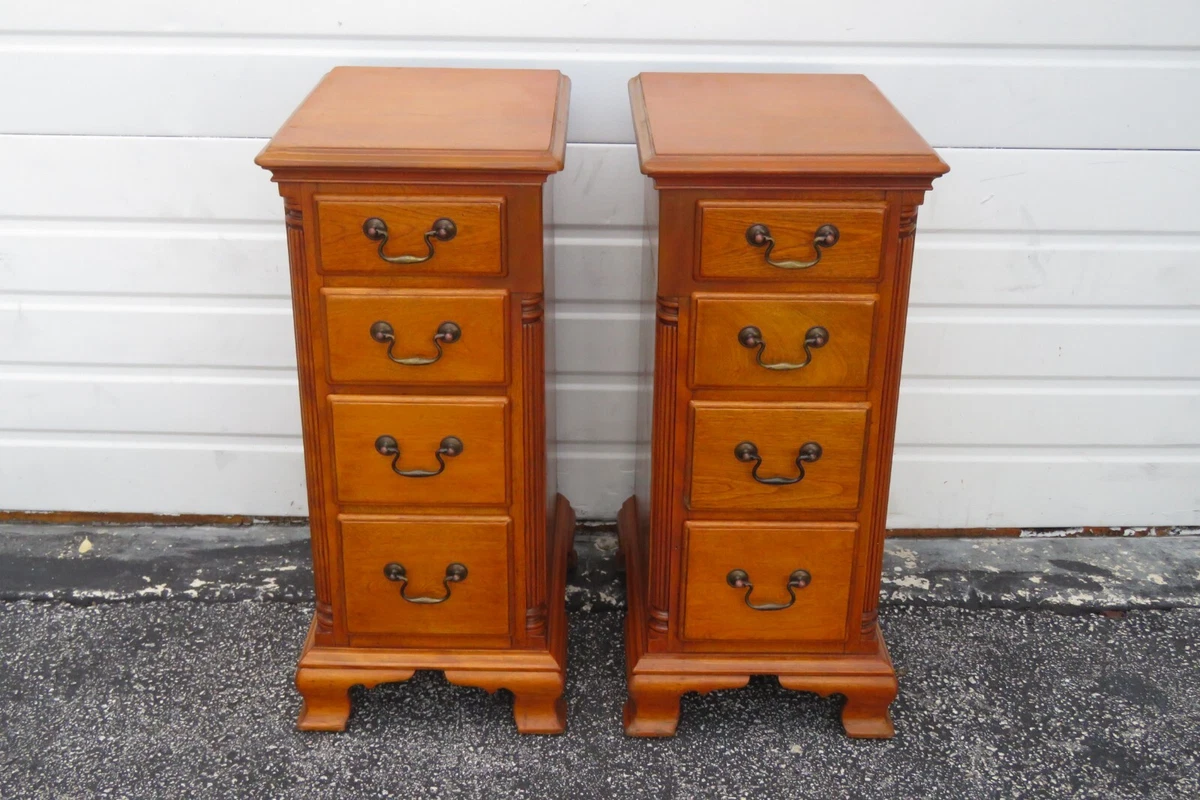 Tall Narrow Nightstands End Side Bedside Tables a Pair 3589