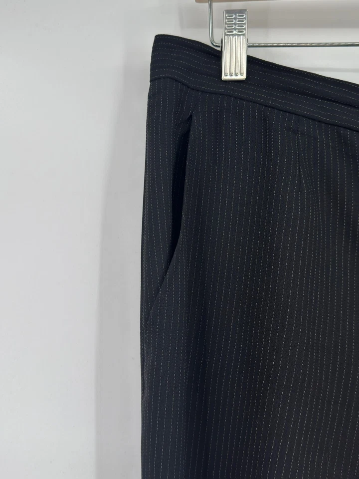 Pantalones de vestir Max Mara para mujer negros a rayas de lana pierna recta talla 14 Foto 4 de 4