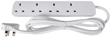 Image of Mercury 430.003UK 4 Gang Extension 2.0m Lead, 13A UK Plug, White