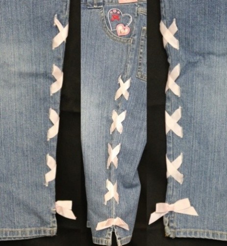NEW 2007 Gymboree Love is in The Air Denim Long Shorts Capris Lace up Jeans s 8 - Picture 5 of 7