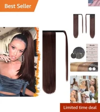 26-Inch Synthetic Dark Auburn Ponytail Extension for Instant Volume & Length