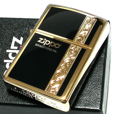 Zippo Arabesque line Logo Gold Double-sided Gold tank