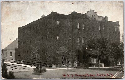 1908 W.N.Y. House of Refuge Albion New York NY Prison House Posted Postcard