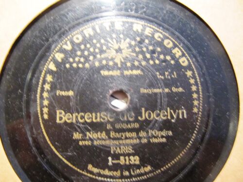 1906 FAVORITE RECORD Jean Note baritone Hymne de l'Amour Jocelyn Berceuse Violin