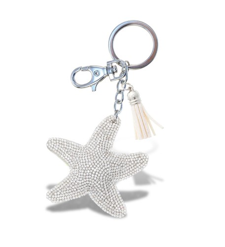 SPARKLING RHINESTONES CHARM WITH TASSEL - STARFISH