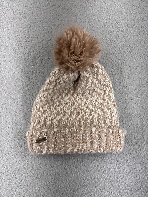 Steve Madden Beanie Toque Womens One Size Pink Pom Knit Acrylic Blend Ski Warm