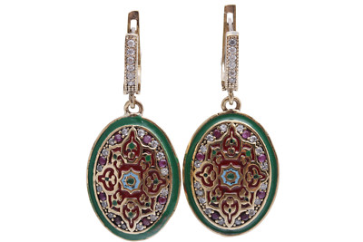 Motiv Stil türkische Handarbeit alle echt Schmuck ovale Form Smaragd Ohrringe