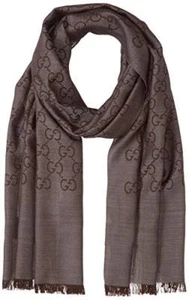 [GUCCI] Écharpe 165904 3G646 1264 GG motif 70 % laine 30 % soie BRUN CLAIR