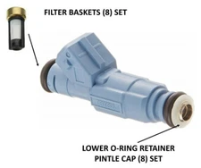 for Bosch Type 3 Fuel Injector Pintle Caps / O-ring Retainer & Filters Set of 8