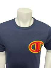 Vintage Champion Men’s Embroidered Big C Logo Shirt Red Size Medium Short Sleeve