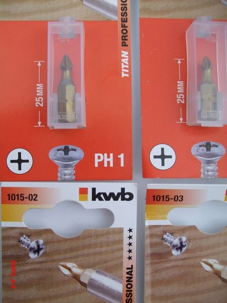 Bits PH1/ PH2/ Ph3 Phillips Titan Kwb Schrauberbits Bitset 5 StüCk-image