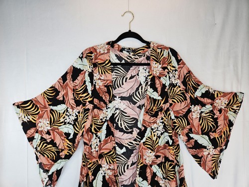 Rip Curl Namoto Womens Wide Sleeve Kimono Sz M Tropical Print Open Front - Picture 4 of 13