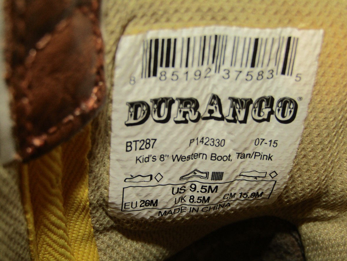 Durango BT287 Western Boots Pink Tan Square Toe Kids size 9.5 | eBay