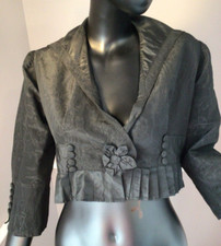 Authentic Vintage 1910 Edwadian Black Silk Brocade Cropped Jacket E-51