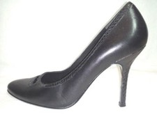 NINE WEST Sexy Black Leather Stiletto Heels Dress Shoes EXCELLENT 6.5