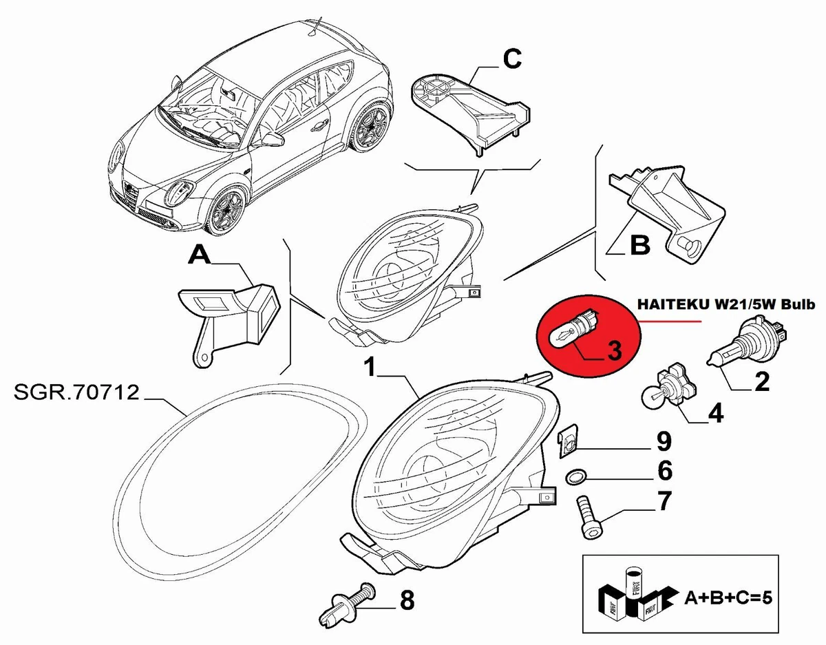 Genuine Fiat 500 Daytime Running Light DRL Bulb Lamp 71753190 W21