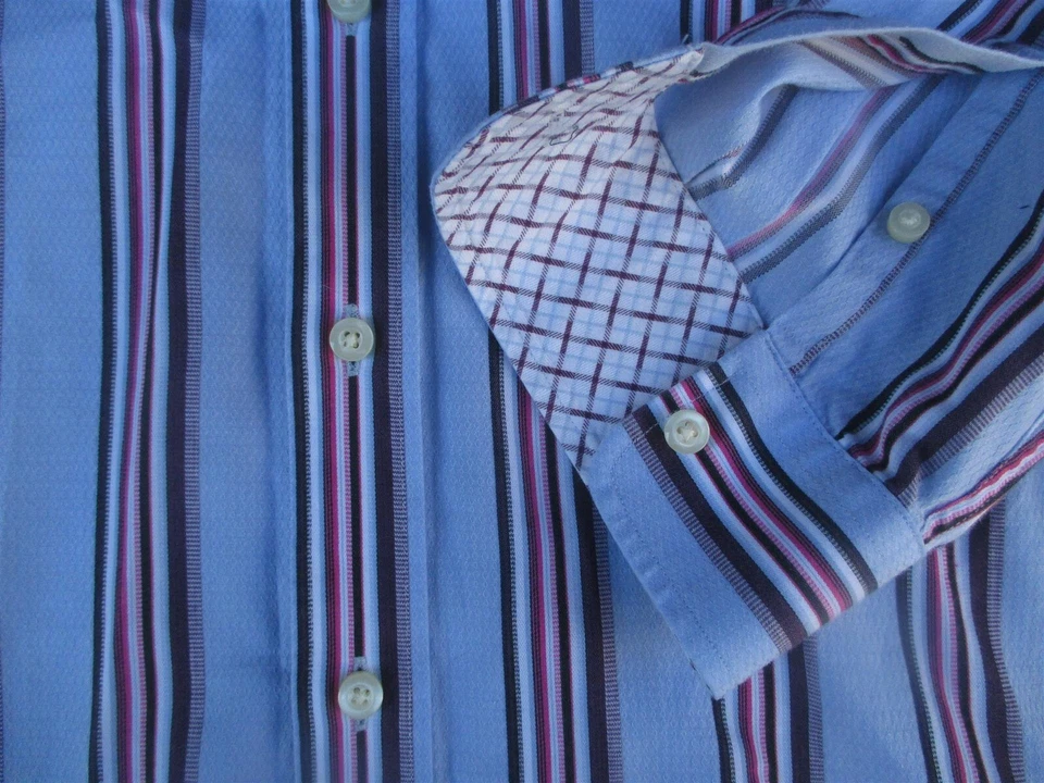 Camisa a rayas de algodón manga larga con botones delanteros Thomas Dean para niños 10 12 M Foto 2 de 4