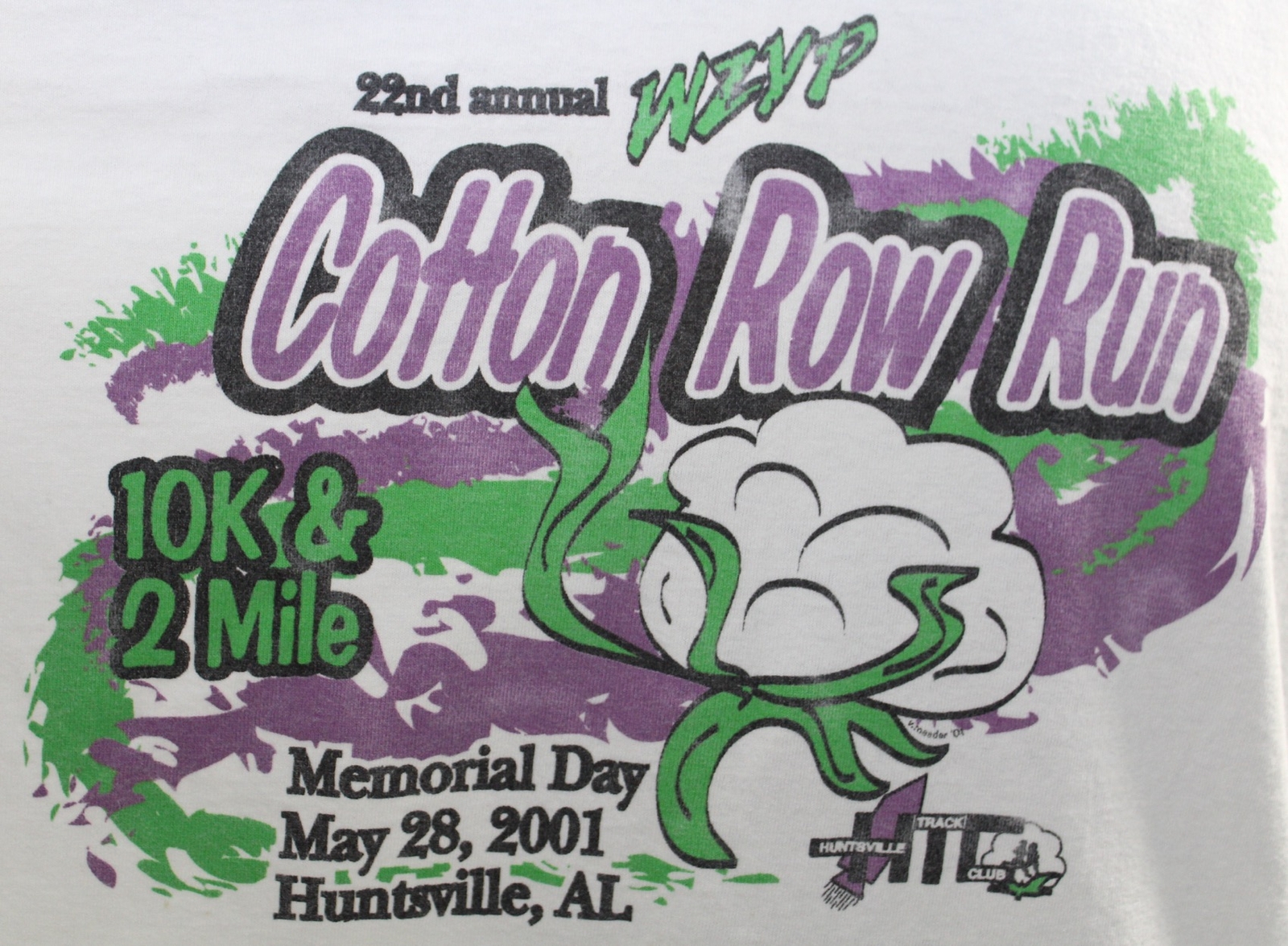 FILA Maglietta Vintage Huntsville Track Club 2001 Cotton Row Run #21 10K 2 Mile Race XL